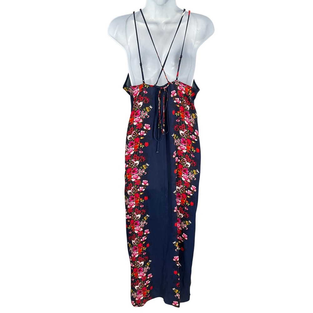 Anthropologie Maxi Dress Womens XS Navy Floral Halter Wedding Guest Spring NEW - Picture 2 of 13